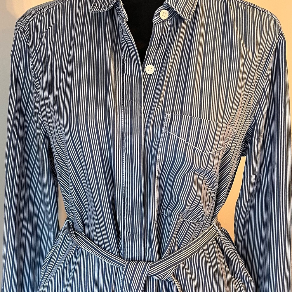 GAP Blue Striped Midi Dress with Belt - Picture 7 of 12